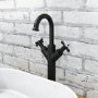 Tall Black Crosshead Basin Mixer Tap - Camden