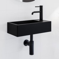 Cloakroom Black Wall Hung Basin Right Hand 405mm - Detroit