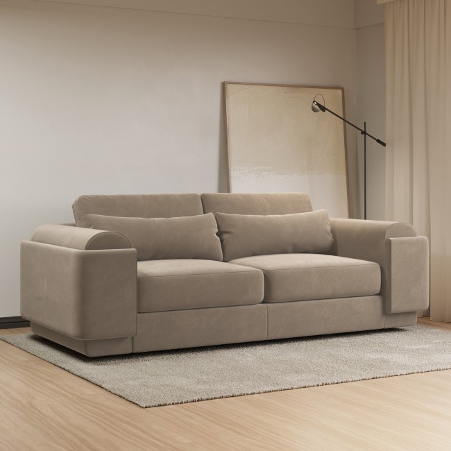 Mink Velvet 3 Seater Sofa - Elvi