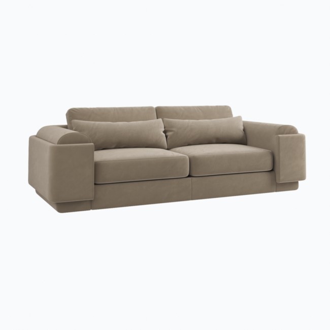 Mink Velvet 3 Seater Sofa - Elvi