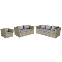 ONLY OPENED - 6 Seater Light Grey Rattan Garden Sofa Set - Fortrose