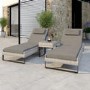 Pair of Grey Rattan Reclining Garden Sun Lounger Set - Como