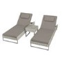 Pair of Grey Rattan Reclining Garden Sun Lounger Set - Como