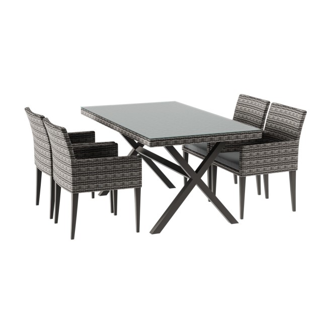 ONLY OPENED - 4 Seater Dark Grey Rattan Garden Dining Set - Aspen