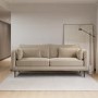 Beige Velvet 3 Seater Sofa with Square Arms - Lenny