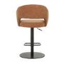 Curved Tan Faux Leather Adjustable Swivel Bar Stool with Back - Runa