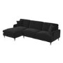 Black Velvet Left Hand Facing Corner 4 Seater Sofa - Payton