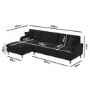 Black Velvet Left Hand Facing Corner 4 Seater Sofa - Payton