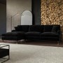 Black Velvet Left Hand Facing Corner 4 Seater Sofa - Payton