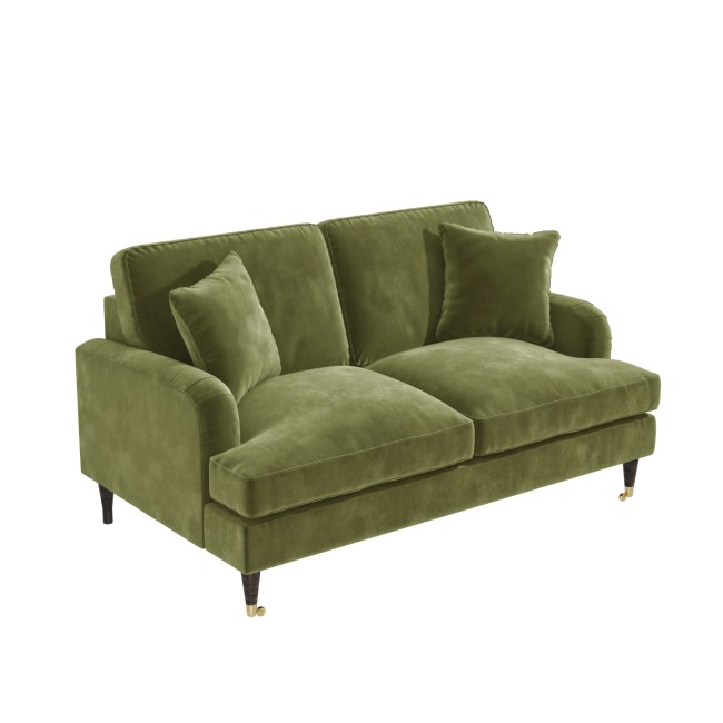 Olive Green Velvet 2 Seater Sofa - Payton