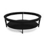 ONLY OPENED - Large Oval Black Wood Coffee Table with Glass Top - Toula