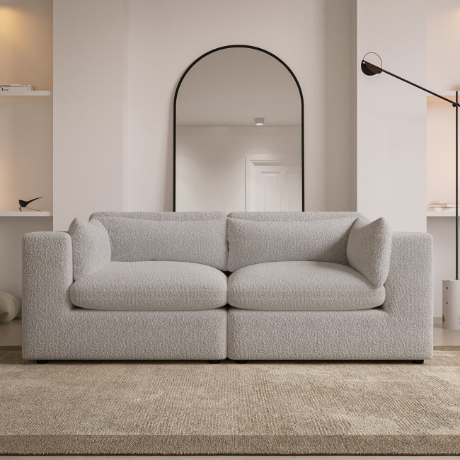 3 Seater Sofa and Love Seat Set in Beige Boucle - Hudson