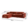 Large Burnt Orange Velvet Reversible 4-Seater Corner Sofa - Hudson