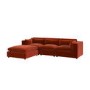 Large Burnt Orange Velvet Reversible 4-Seater Corner Sofa - Hudson