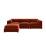 Large Burnt Orange Velvet Reversible 4-Seater Corner Sofa - Hudson