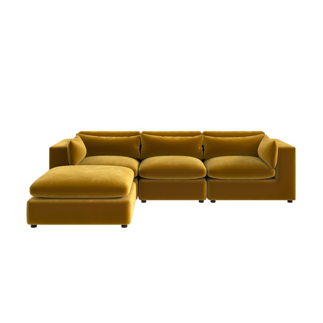 Large Mustard Velvet Reversible 4 Seater Corner Sofa - Hudson