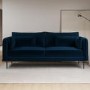 3 Seater Sofa with Footstool Set in Navy Velvet - Lenny