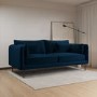 Navy Velvet 3 Seater Sofa with Square Arms- Lenny