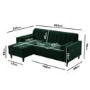 Green Velvet Left Hand 3 Seater Small Corner Sofa - Idris