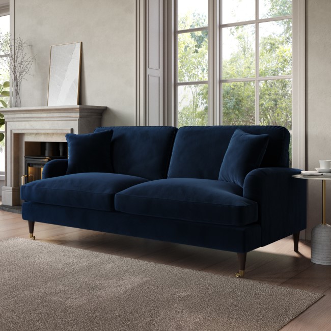 Navy Velvet 3 Seater Sofa - Payton