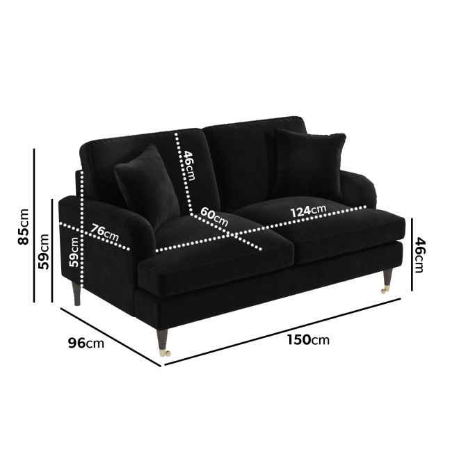 Black Velvet Sofa and Footstool Set - Payton