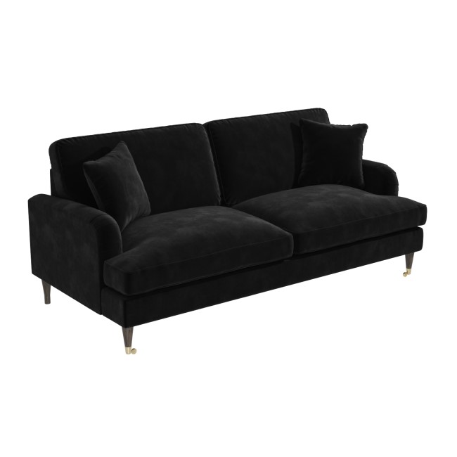 Black Velvet 3 Seater Sofa - Payton