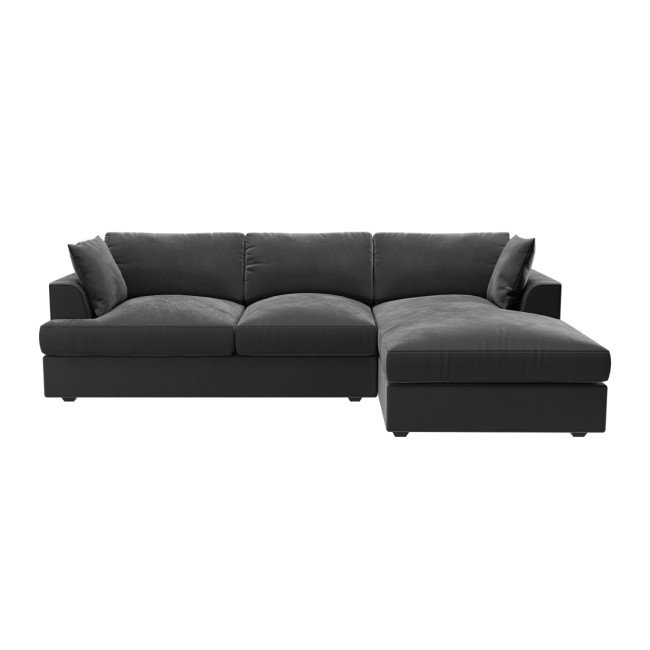 Dark Grey Velvet Right Hand 4 Seater Corner Sofa - August