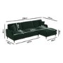 Dark Green Velvet Right Hand Facing 4 Seater Corner Sofa - Payton 