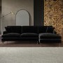 Black Velvet Right Hand Facing 4 Seater Corner Sofa - Payton