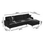 Black Velvet Right Hand Facing 4 Seater Corner Sofa - Payton