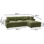 Olive Green Velvet Right Hand 4 Seater Corner Sofa - August