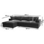 Dark Grey Velvet Left Hand 4 Seater Corner Sofa - August