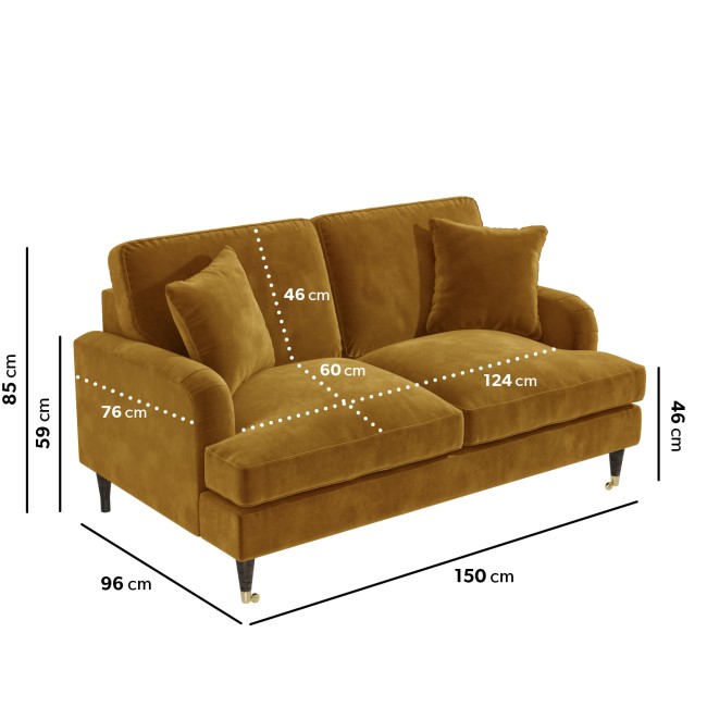 Mustard Velvet 2 Seater Sofa - Payton