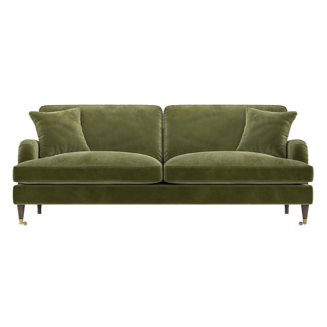 Olive Green Velvet 4 Seater Sofa - Payton