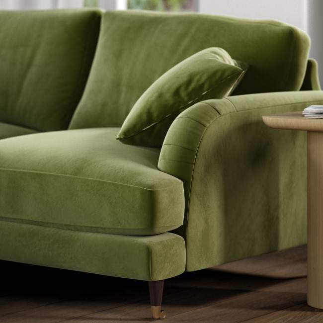 Olive Green Velvet 4 Seater Right Hand Corner Sofa - Payton