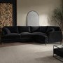 Black Velvet 4 Seater Right Hand Corner Sofa - Payton