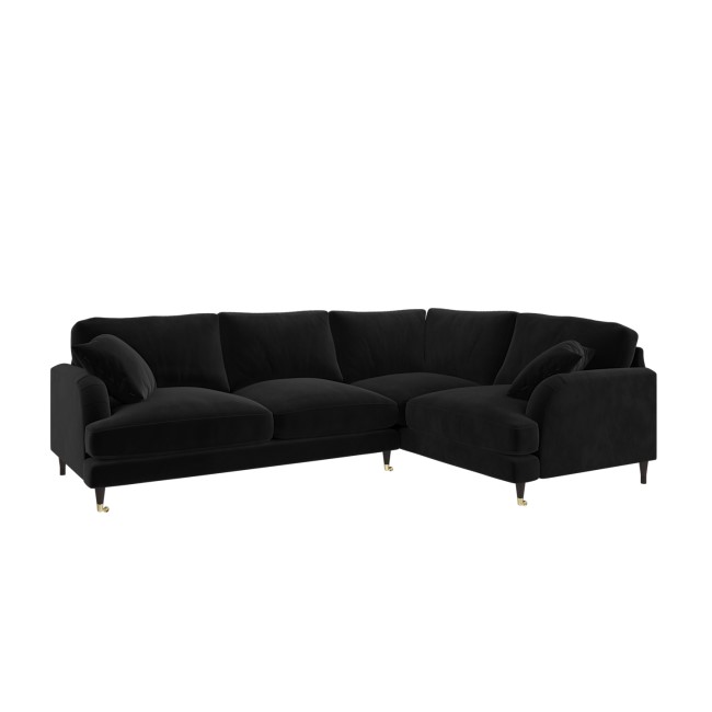 Black Velvet 4 Seater Right Hand Corner Sofa - Payton