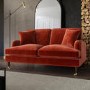 Burnt Orange Velvet 2 Seater Sofa - Payton