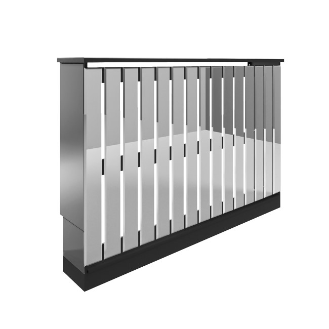 Narrow Mirrored Radiator Cover with Black Detail - 124cm - Sophia