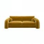 Mustard Velvet Curved 3 Seater Sofa - Aurelia