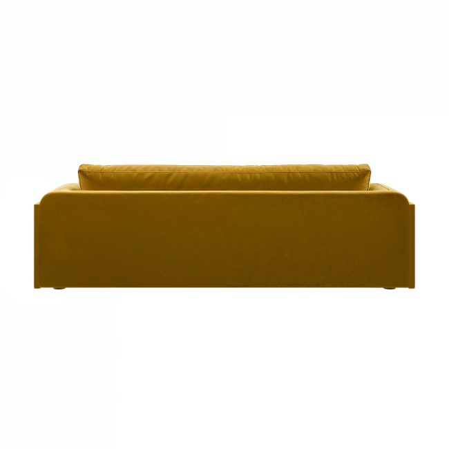 Mustard Velvet Curved 3 Seater Sofa - Aurelia