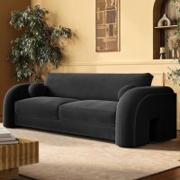 Charcoal Velvet Curved 3 Seater Sofa - Aurelia