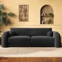 Charcoal Velvet Curved 3 Seater Sofa - Aurelia