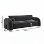 Charcoal Velvet Curved 3 Seater Sofa - Aurelia