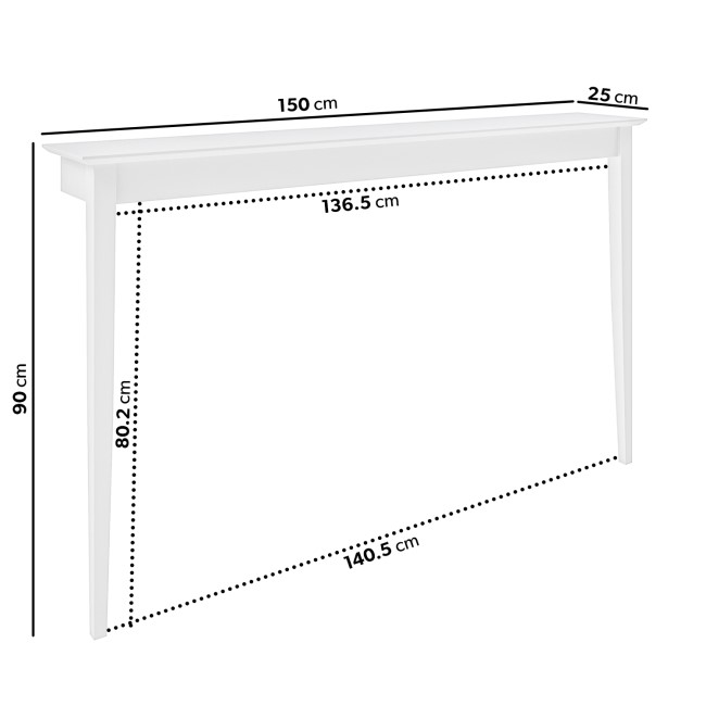 Large & Narrow White Wall Mounted Console Table - 150cm - Ava