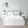 White Wooden Double Ottoman Bed - Anderson