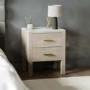 Solid Wood Marble Top Wide 2-Drawer Bedside Table - Alessio