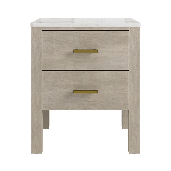 Solid Wood Marble Top Wide 2-Drawer Bedside Table - Alessio