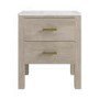 Solid Wood Marble Top Wide 2-Drawer Bedside Table - Alessio