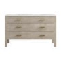 Wide Solid Wood  Marble Top Chest of 6 Drawers - Alessio